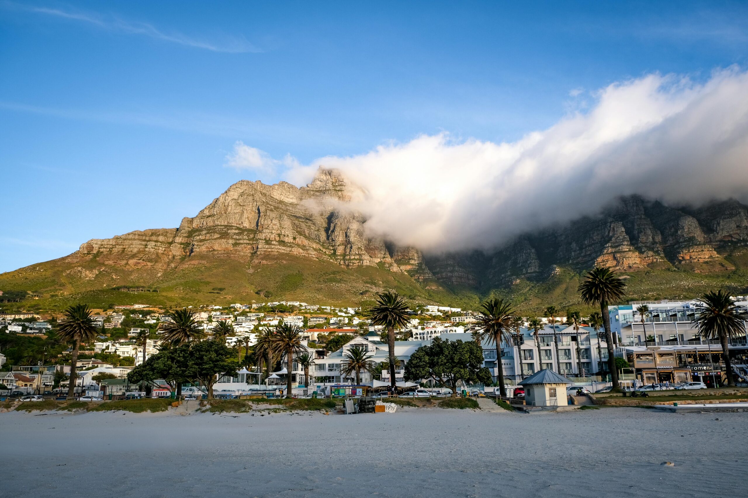 Camps Bays with clouds over 12 apostles mountain South Africa
